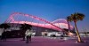 The Khalifa International Stadium shines in the evening prior to the start of the World Athletics Championships in Doha, Qatar, Thursday, Sept. 26, 2019. (AP Photo/Martin Meissner)