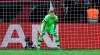 Leverkusen's goalkeeper Lukas Hradecky stands in his goal after he received the second goal during the Champions League Group D soccer match between Bayer Leverkusen and Lokomotiv Moscow at the BayArena in Leverkusen, Germany, Wednesday Sept. 18, 2019. (AP Photo/Martin Meissner)