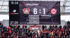 The scorer board shows six goals for Leverkusen and one goal for Frankfurt at halftime of the German Bundesliga soccer match between Bayer Leverkusen and Eintracht Frankfurt in Leverkusen, Germany, Sunday, May 5, 2019. (AP Photo/Martin Meissner)