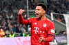 Bayern's Serge Gnabry celebrates after he scored his side's 4th goal during the German Bundesliga soccer match between Borussia Moenchengladbach and FC Bayern Munich in Moenchengladbach, Germany, Saturday, March 2, 2019. (AP Photo/Martin Meissner)