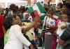 Joe Bryksa / Winnipeg Free Press
Winnipeg soccer fans welcome Team Nigeria at the Winnipeg airport Thursday for the 2015 FIFA Women’s World Cup
