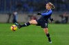 FILE - In this Jan. 19, 2019, file photo, France's Eugenie Le Sommer lunges for the ball during a women's international friendly soccer match against the United States at the Oceane stadium in Le Havre, France. (AP Photo/David Vincent, File