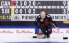 Canada skip Kevin Koe delivers the final rock in their game against Switzerland at the Men's World Curling Championship in Lethbridge, Alta. on Friday, April 5, 2019. THE CANADIAN PRESS/Paul Chiasson