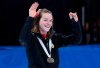 Canada's Kim Boutin waves to the crowd after winning the gold medal in the women 500 metre final at the ISU World Cup Short Track competition in Montreal on Sunday, November 10, 2019. THE CANADIAN PRESS/Paul Chiasson