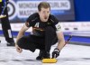 Germany second Ryan Sherrard watches his shot during their game against Sweden at the Men's World Curling Championship in Lethbridge, Alta. on Monday, April 1, 2019. THE CANADIAN PRESS/Paul Chiasson