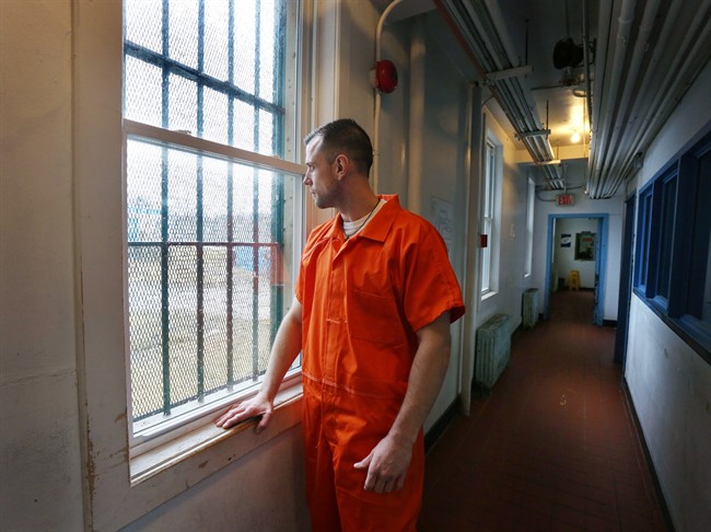 Inmate Kevin Roberts is shown at Her Majesty's Penitentiary in St. John's, N.L. on Tuesday, March 29, 2016. Inmates at the penitentiary started wearing standard-issue jumpsuits, shorts, T-shirts, underwear and sneakers this year in place of their own clothing in part to curb contraband and related bullying. THE CANADIAN PRESS/Paul Daly