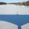 Gordon Sinclair Jr. / Winnipeg Free Press
The Assiniboine Park footbridge casts a giant shadow on the slow long melting river ice on a spring-like Sunday morning in Winnipeg.