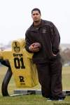 DAVID LIPNOWSKI / FREE PRESS ARCHIVES
The Bombers are shopping for more homegrown talent on draft day, and U of M Bisons defensive tackle Eddie Steele would add to Bombers’ depth.