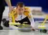 Andrew Vaughan / The Canadian Press
Jeff Stoughton releases a rock against Northwest Territories/Yukon at the Tim Hortons Brier in Kamloops on Sunday.