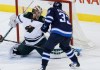 John Woods / WINNIPEG FREE PRESS
Minnesota Wild goaltender Darcy Kuemper (35) stops Winnipeg Jets' Dustin Byfuglien's last-ditch attempt in the final seconds of third period Monday night. The Wild won 3-2.