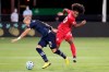 New York City FC defender Anton Tinnerholm (3) collides with Toronto FC forward Jayden Nelson (80) during the first half of an MLS soccer match, Sunday, July 26, 2020, in Kissimmee, Fla. An off night, the lack of a healthy striker and some weary bodies cost Toronto FC at the MLS is Back Tournament. THE CANADIAN PRESS/AP/John Raoux