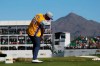 Wearing a Kobe Bryant Los Angeles Lakers jersey, Max Homa tees off at the 16th hole during the final round of the Waste Management Phoenix Open PGA Tour golf event Sunday, Feb. 2, 2020, in Scottsdale, Ariz. Bryant, his daughter, and seven other passengers died in a helicopter crash near Los Angeles a week ago. (AP Photo/Ross D. Franklin)