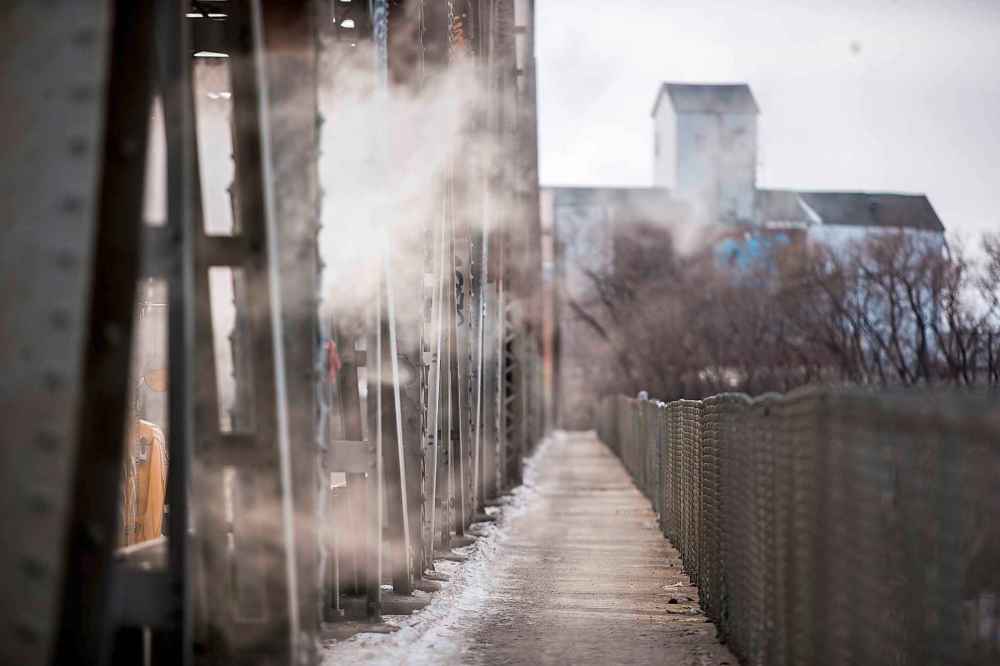 Johnston was heading south over the bridge that connects Elmwood and Point Douglas when she saw a woman hoist herself over the chain link fencing between the pedestrian walkway and the icy Red River. (Mikaela MacKenzie / Winnipeg Free Press)