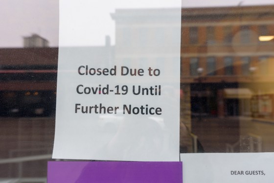 JESSE BOILY / WINNIPEG FREE PRESS Anytime Fitness, a gym in Osborne Village, displays a sign of their closure due the COVID-19 outbreak.Reporter: