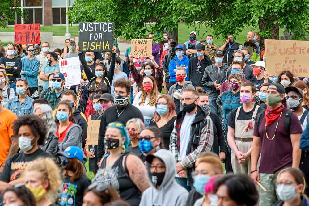 JESSE BOILY  / WINNIPEG FREE PRE
Protesters gathered on the grounds of Manitoba's legislature in memory of Eishia Hudson on Friday. Hudson, 16, was fatally shot by police in April. (Jesse Boily/Winnipeg Free Press)
Reporter: Maggie