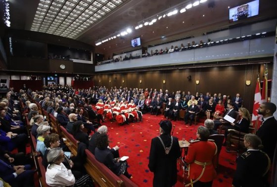 Governor General Julie Payette delivers the Throne Speech in the Senate chamber in Ottawa on December 5, 2019. THE CANADIAN PRESS/Fred Chartrand