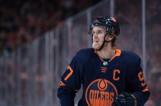 Edmonton Oilers' Connor McDavid skates during the second period of an NHL hockey game against the Calgary Flames in Edmonton, Alta., on Friday December 27, 2019. THE CANADIAN PRESS/Darryl Dyck