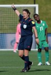 Referee Carol Anne Chenard makes a call during FIFA Women's World Cup soccer action between Germany and Cote d'Ivoire, in Ottawa, Sunday, June 7, 2015. THE CANADIAN PRESS/Sean Kilpatrick