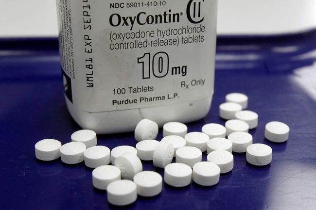 OxyContin pills are arranged for a photo at a pharmacy in Montpelier, Vt. on Feb. 19, 2013. A Canadian class action against opioid makers will start the process of getting certified in a hearing next month, a key test on how courts here will handle a case that is making waves in the U.S. The upcoming hearing in Quebec comes after this week’s news that Purdue Pharma, the company behind OxyContin, will plead guilty to federal criminal charges in the U.S. THE CANADIAN PRESS/AP, Toby Talbot