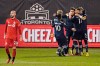 Toront FC's Laurent Ciman looks on as New York City FC players celebrate a goal by Jesús Medina during the second half of the team's MLS soccer match against Toronto FC, Wednesday, Oct. 28, 2020, in East Hartford, Conn. &nbsp;Coach Greg Vanney will be hoping for promising news from his medical staff as Toronto FC prepares to face expansion Inter Miami on Sunday. Its offence ailing, Toronto has failed to score in its last two games -- both losses. THE CANADIAN PRESS/AP/Jessica Hill
