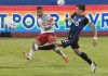 Montreal Impact captain Jukka Raitala, right, challenges Toronto FC's Auro Jr. (96) during second half MLS soccer action in Montreal, Friday, August 28, 2020. Choosing between club and country wasn't easy for Raitala, who has been called up to the Finnish national team. THE CANADIAN PRESS/Graham Hughes
