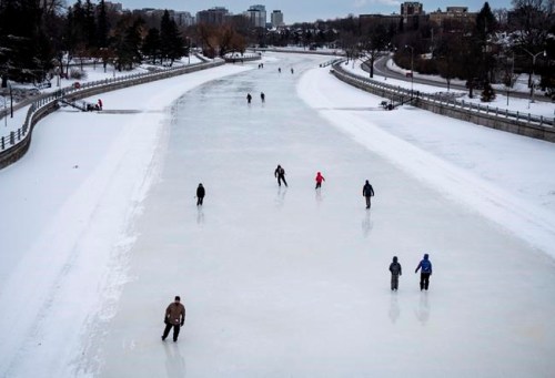 Skaters makes their way along the Rideau Canal Skateway in Ottawa on the opening day of its 50th season, on Saturday, Jan. 18, 2020.&nbsp;From manufactured rinks in city parks, to lengthy swaths of iced-over rivers, Canada's outdoor public skating spaces may prove popular during the first full winter of the COVID-19 pandemic.&nbsp; THE CANADIAN PRESS/Justin Tang