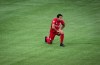 Toronto FC's Justin Morrow takes a knee before an MLS soccer game against the Vancouver Whitecaps, in Vancouver, B.C., Saturday, Sept. 5, 2020. Black Players for Change has kept Morrow, the group's executive director, busy and watching how much effort he has put in has been 