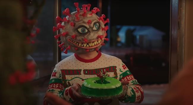 A character is shown in this screen grab taken from a government of Alberta video as part of its campaign to remind Albertans how stealthy and fast COVID-19 can spread through any social gathering. THE CANADIAN PRESS/HO, Government of Alberta, covidloves.ca *MANDATORY CREDIT*