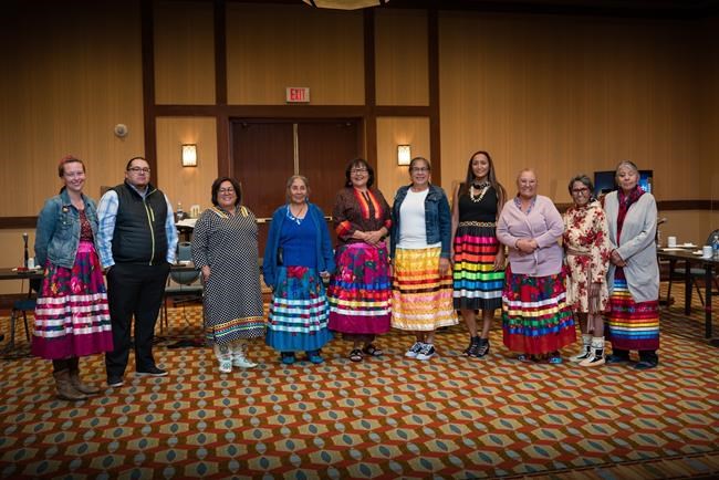 From left to right, Christina Hardie, Robert Houle, Roxanne Tootoosis, Lynda Minoose, Noella Steinhauer, Lillian Gadwa, Terri Suntjens, Theresa Strawberry, Edna Elias and Beatrice Morin are shown in this undated handout image. THE CANADIAN PRESS/HO-Curtis Cameron*MANDATORY CREDIT *