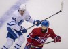 Toronto Maple Leafs centre Auston Matthews (34) trails Montreal Canadiens defenceman Shea Weber (6) during first period NHL exhibition hockey action ahead of the Stanley Cup playoffs in Toronto on Tuesday, July 28, 2020. The federal government says it has issued an exemption to the mandatory 14-day quarantine period for NHL players and staff to return to Canada for training camp under national interest grounds. THE CANADIAN PRESS/Frank Gunn