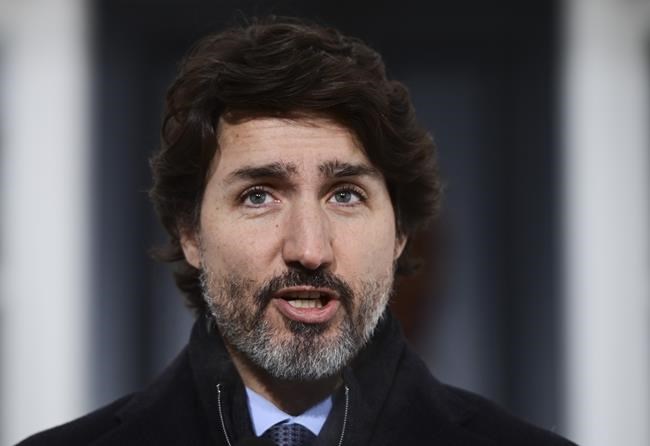 Prime Minister Justin Trudeau holds a press conference at Rideau Cottage during the COVID-19 pandemic in Ottawa on Tuesday, Jan. 5, 2021. THE CANADIAN PRESS/Sean Kilpatrick