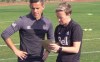 Coach John Herdman, centre, prepares for practice with Bev Priestman, a member of his coaching staff, ahead of Sunday's soccer game against the United States in the final of the CONCACAF Women's Olympic Qualifying Championship, in Houston on Saturday, Feb. 20, 2016. THE CANADIAN PRESS/Neil Davidson