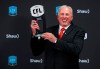 Calgary Stampeders' John Hufnagel is honoured with the Hugh Campbell Distinguished Leadership Award at the CFL Awards during the CFL's Grey Cup week in Calgary on November 21, 2019. THE CANADIAN PRESS/Nathan Denette