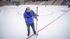 Icemaker Greg Ewasko checks the ice at the WinSport's Markin MacPhail centre where the Scotties Tournament of Hearts will take place, in Calgary, Thursday, Feb. 11, 2021.THE CANADIAN PRESS/Jeff McIntosh
