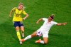 Canada's Desiree Scott, right, tackles Sweden's Elin Rubensson during the Women's World Cup round of 16 soccer match between Sweden and Canada at the Parc des Princes in Paris, France, Monday, June 24, 2019. THE CANADIAN PRESS/AP-Michel Euler