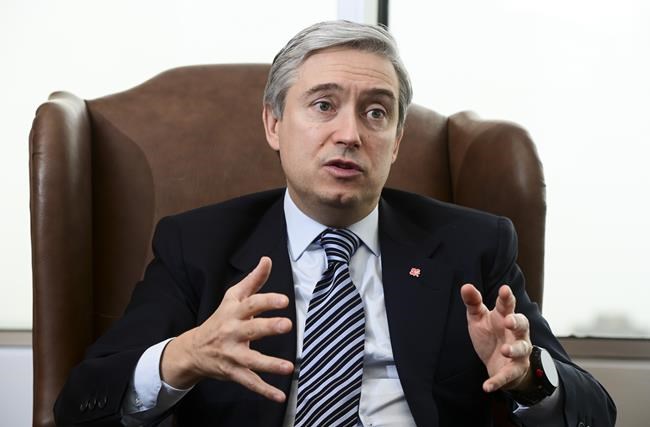 Francois-Philippe Champagne takes part in a year-end interview with The Canadian Press at Global Affairs Canada in Ottawa on Wednesday, Dec. 16, 2020. Canada has created a coalition of nearly 60 countries to support a new international declaration that denounces state-sponsored arbitrary detention of foreign nationals for political purposes. THE CANADIAN PRESS/Sean Kilpatrick