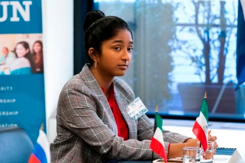 This handout photo provided by Netflix shows Maitreyi Ramakrishnan as Devi Vishwakumar in a scene from 