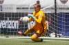Sky Blue goalkeeper Kailen Sheridan makes a save during penalty kicks to win the game 4-3 against the Washington Spirit during an NWSL Challenge Cup soccer match at Zions Bank Stadium Saturday, July 18, 2020, in Herriman, Utah. THE CANADIAN PRESS/AP-Rick Bowmer