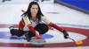 Team Canada skip Kerri Einarson makes a shot against Team Northern Ontario at the Scotties Tournament of Hearts in Calgary, Alta., Sunday, Feb. 21, 2021.THE CANADIAN PRESS/Jeff McIntosh