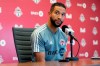 In this Nov. 13, 2019, file photo, Toronto FC soccer player Justin Morrow speaks to the media during an end of season availability in Toronto. The veteran fullback will be back for an eighth season with Toronto FC.The CANADIAN PRESS/Chris Young