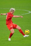 Canada midfielder Sophie Schmidt (13) attempts a shot on goal during the first half of a SheBelieves Cup women's soccer match against Argentina, Sunday, Feb. 21, 2021, in Orlando, Fla. THE CANADIAN PRESS/AP-Phelan M. Ebenhack