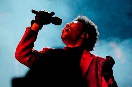 The Weeknd performs during the halftime show of the NFL Super Bowl 55 football game between the Kansas City Chiefs and Tampa Bay Buccaneers, Sunday, Feb. 7, 2021, in Tampa, Fla. THE CANADIAN PRESS/AP, David J. Phillip