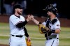 Arizona Diamondbacks pitcher Travis Bergen, left, celebrates with catcher Stephen Vogt after the team's 11-5 win over the Colorado Rockies in the second game of a baseball doubleheader Friday, Sept. 25, 2020, in Phoenix. THE CANADIAN PRESS/AP-Ross D. Franklin