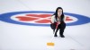 Team Canada skip Kerri Einarson watches her shot against Team Ontario in the final at the Scotties Tournament of Hearts in Calgary, Alta., on February 28, 2021.THE CANADIAN PRESS/Jeff McIntosh