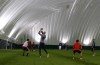 Toronto FC players work out during a training session in Toronto on January 20, 2020. Toronto FC's pre-season has ground to a halt after a number of positive COVID-19 tests. The MLS team said club personnel are currently isolating and training has halted pending contact tracing and follow-up testing. The club did not identify who tested positive, saying only they were members of the 
