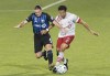 Montreal Impact’s Samuel Piette, left, challenges Toronto FC’s Justin Morrow during second half MLS soccer action in Montreal on September 9, 2020. THE CANADIAN PRESS/Graham Hughes