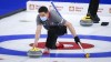 Team Northwest Territories skip Greg Skauge makes a shot during a practice session at the Brier in Calgary, Alta., Thursday, March 4, 2021.THE CANADIAN PRESS/Jeff McIntosh