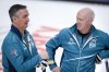 Team Wild Card Three skip Glenn Howard, right, and alternate Wayne Middaugh chat as they play Team Yukon at the Brier in Calgary, Alta., Sunday, March 7, 2021.THE CANADIAN PRESS/Jeff McIntosh