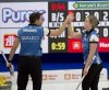 Danielle Schmiemann and John Morris of Team Schmiemann/Morris celebrate after defeating Birchard/Schneider during the Canadian Mixed Double Curling Championship Calgary on Wednesday, March 24, 2021. THE CANADIAN PRESS/HO - Curling Canada, Michael Burns