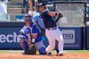 New York Yankees' Gleyber Torres watches his solo home run off Toronto Blue Jays pitcher Anthony Kay during the third inning of a spring training exhibition baseball game in Tampa, Fla., Saturday, March 27, 2021. (AP Photo/Gene J. Puskar)